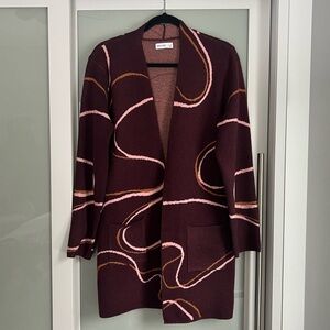 Nine West Women’s Maroon Open-Front Sweater Cardigan